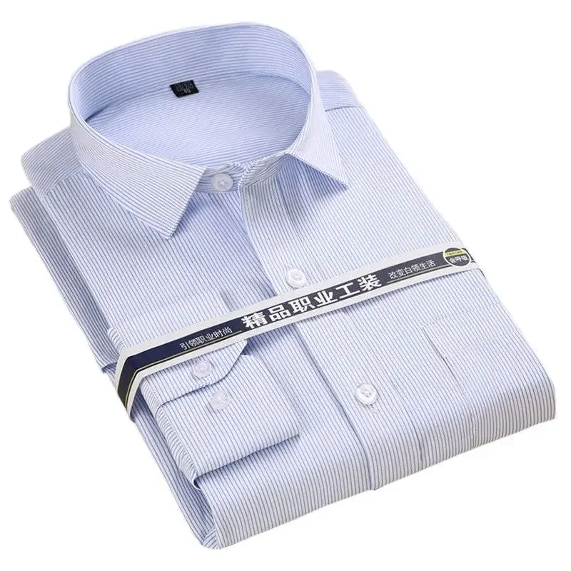 

The newest recommend S to 8xl plus simple style business men's plaid/striped dress shirts long sleeve turndown collar easy care