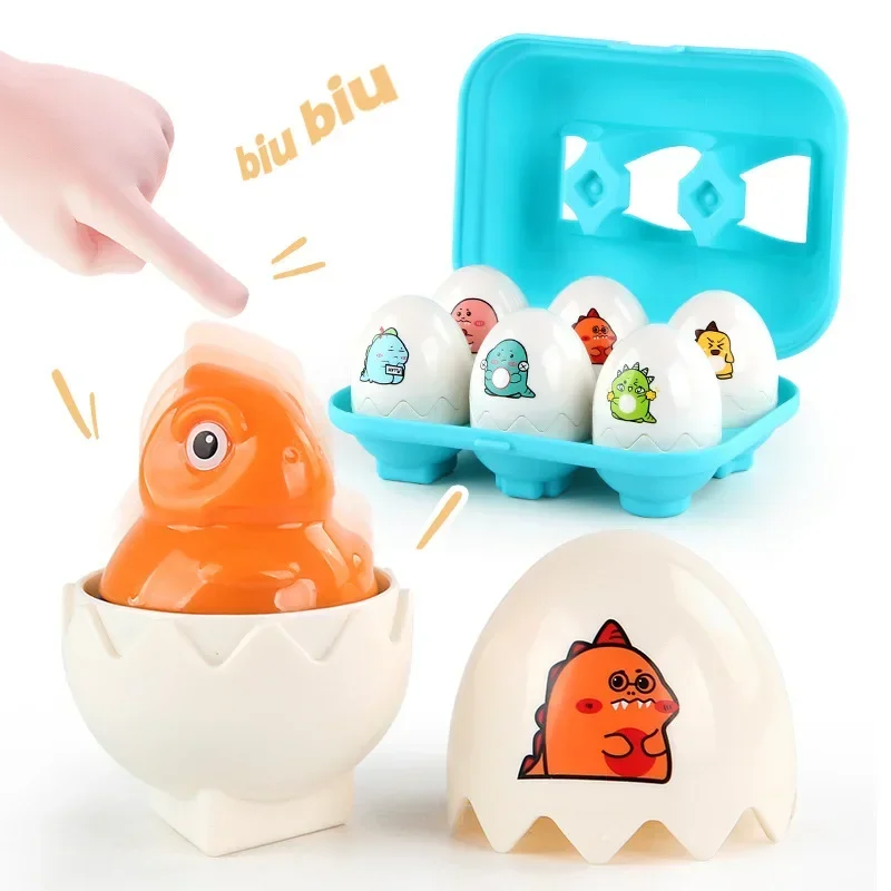 Juguetes Montessori para bebés, huevos inteligentes a juego, regalo de Pascua para niños, huevos coloridos con forma de Animal, juguete sensorial educativo de aprendizaje, 6 unids/set