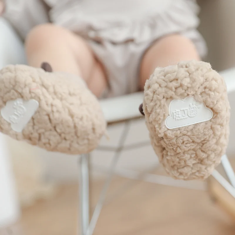 New Thickened Baby Shoes Socks Lambswool In Winter Prevent Infant Floor Socks From Falling Off In Newborn Non-slip Toddler Shoes