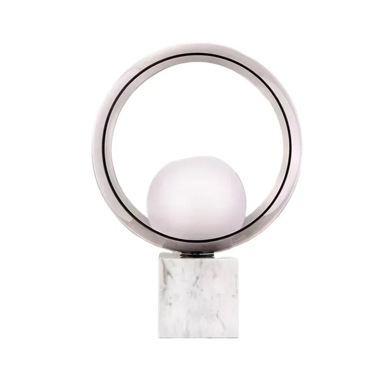 Simple bedside table lamp Nordic light luxury designer model room marble living room bedroom glass