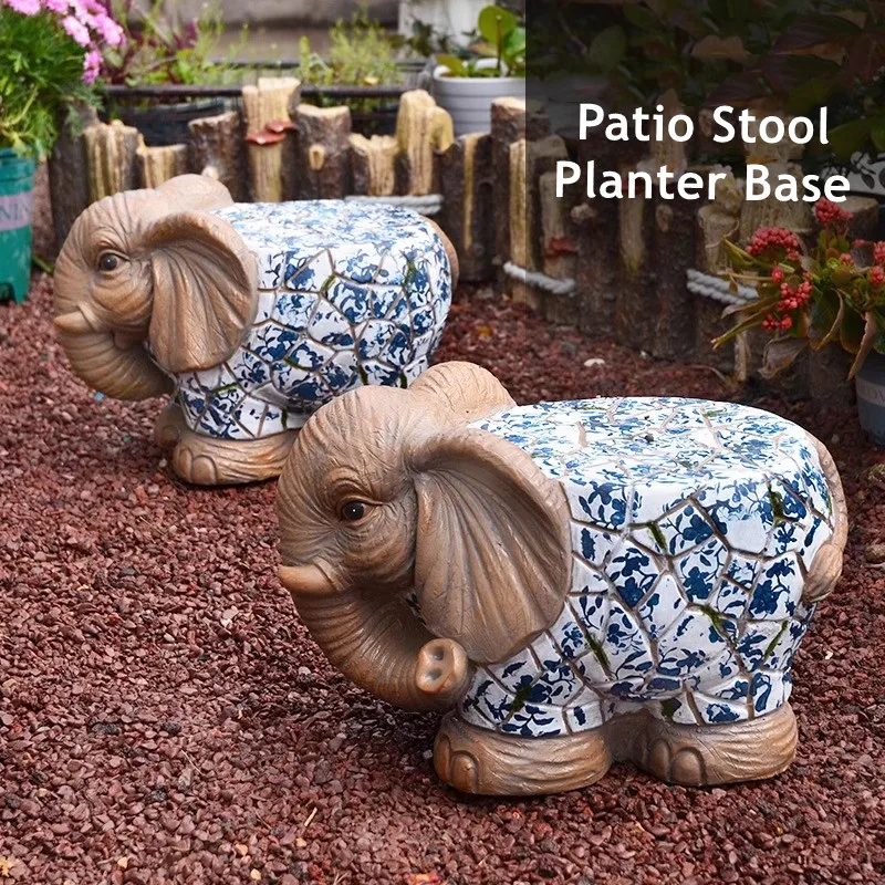 Garden Stool - Creative Animal Decorative Ornaments Elephant Dunes Patio Garden Outdoor Stools