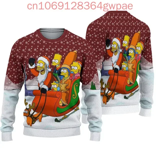 New Simpsons Homer Children's Christmas Ugly Sweaters Disney Cartoon 3d Print Christmas Ugly Sweaters Fashion Casual Sweater