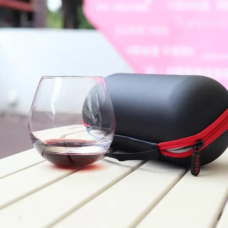 Picnic Cup O-shaped Wine Glass Bag for Easy Travel Storage Multi-purpose Beverage Cup Include 2 Wine Glasses Portable