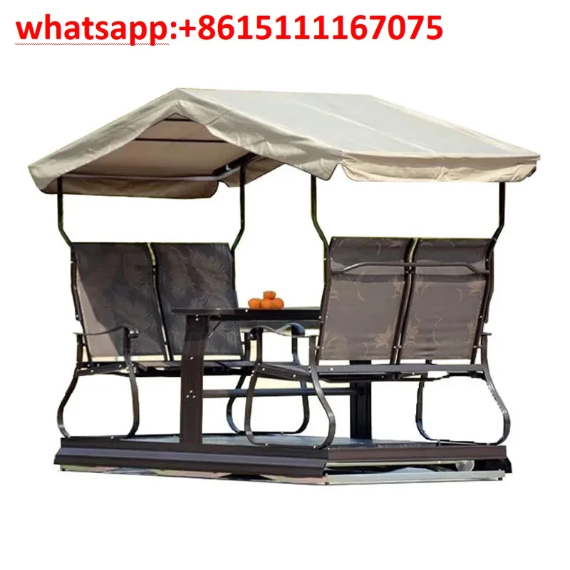 4 Person Outdoor Metal Patio Swing Chair With Canopy Garden Dining Furniture