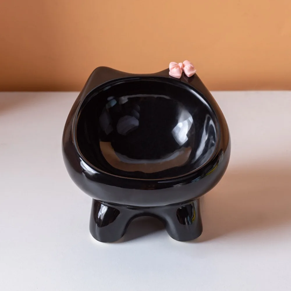 

Bow-Tie High-Leg Cat Bowls Large-Diameter Anti-Slip Dog Feeder Dish Cute Neck Protection Ceramic Pet Bowls for Cats and Dogs