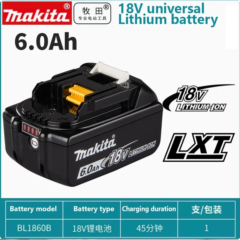 Makita-Batterie de rechange authentique, 18V, 6,0 A, pour Makita, aste, BL1860B, BL1850b, BL1840, BL1830, BL1830B