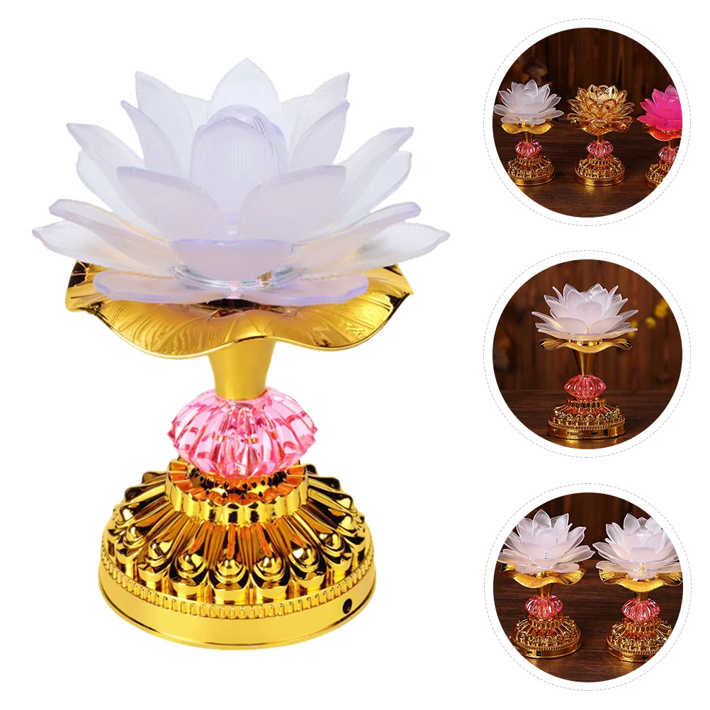

Lotus Lamp Changing LED Buddha Hall Light nament Home Decoration Color Changing Lotus Lamp Plastic Small Night Light