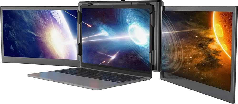 Triple Screen Laptop  12 inch Portable  for Laptop 1080P Speakers Screen Extender Tri Screen  for Laptop