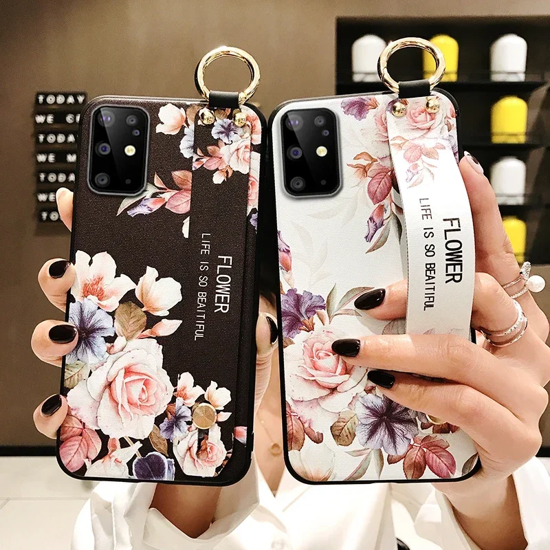 Galaxy S24 Ultra S24 FE custodia Trendy 3D Flower Leaf Hand Band Cover per telefono per Samsung A55 A05 15 A25 A35 A06 A16 A50 A30S