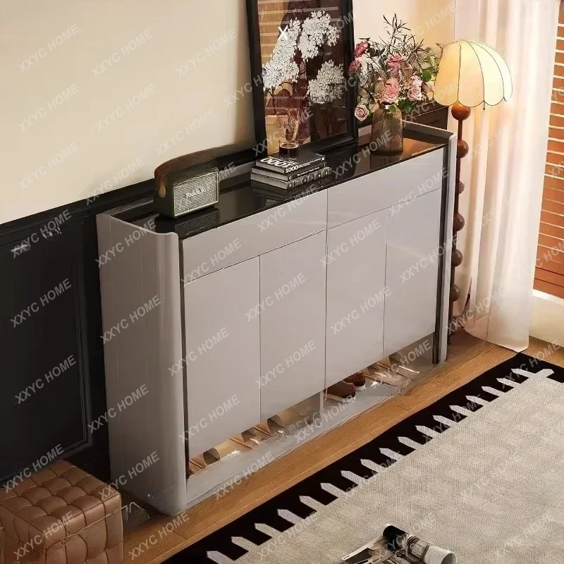 XXShoes Organizers Home urniture Cabinets Light Luxury Solid Wood Panel Glass Shoerack Shoe Rack Organizer Living Room Cabinet
