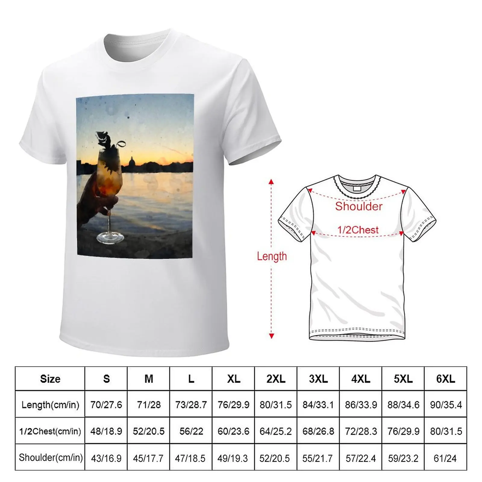 Summer cocktail with sea and city view of Copenhagen T-Shirt sublime customs funny t shirts for men