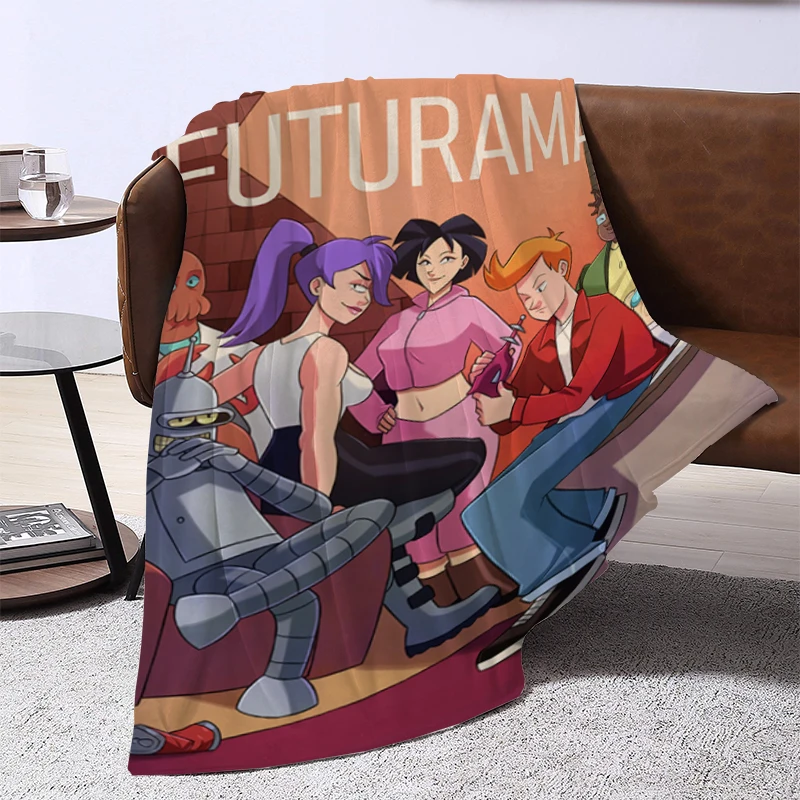 Anime F-Futurama Throw Blanket for Winter Thick Microfiber Bedding Sofa Blankets & Throws Catnap King Lid Knee Bed Decorative