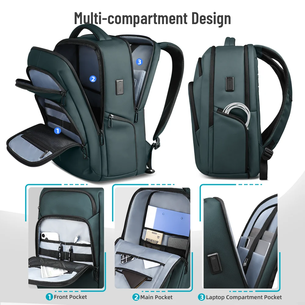 Obrázek 6: Hk-large-capacity cestovní batoh voděodolný pánské brašna s USB nabíjení levý bok lodi brašnářské řemen lehoučké commuter batoh