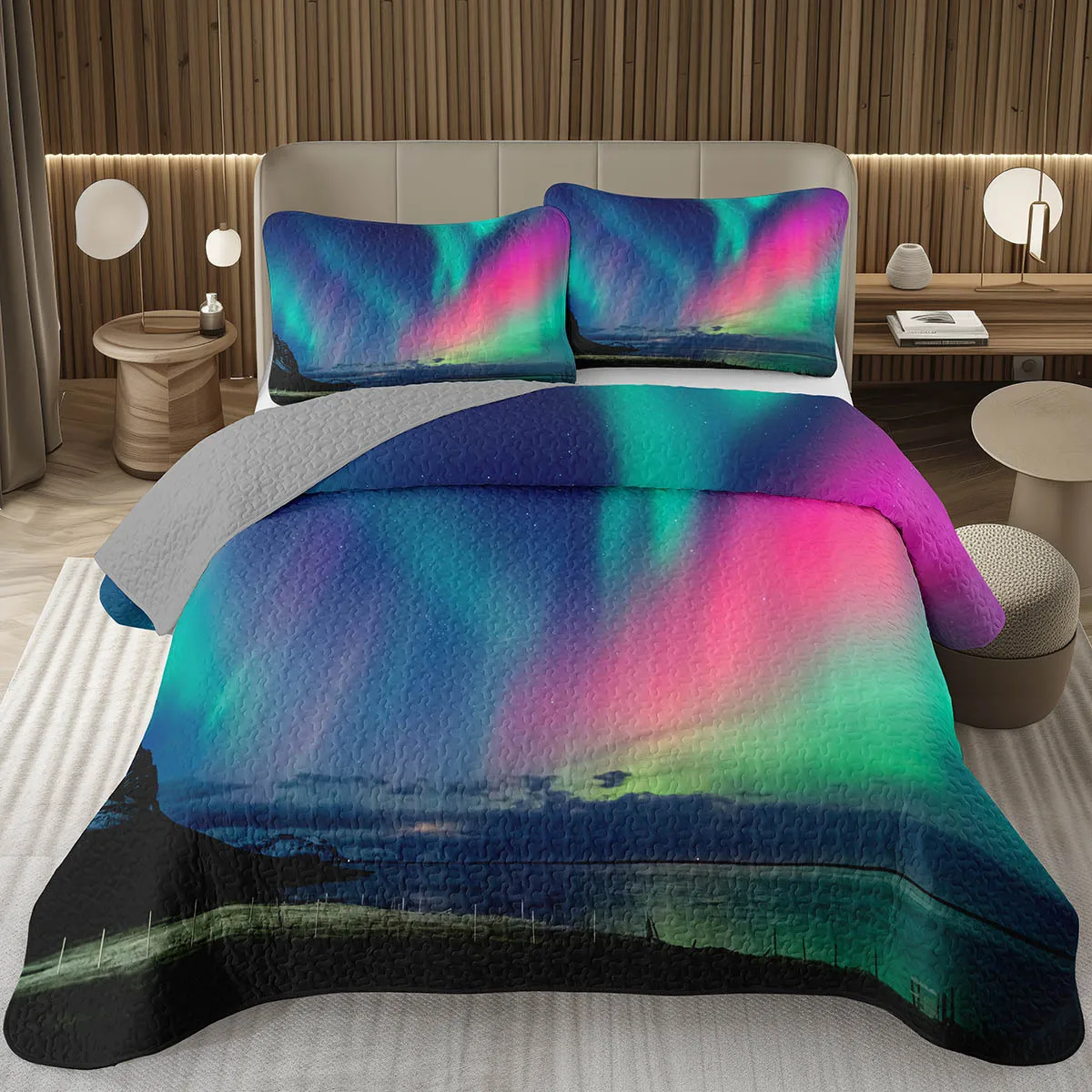 

Покрывало Aurora Northern Lights, комплект покрывала Twin King, звездное небо, стеганое постельное белье Aurora, чехол из микрофибры Snow Mountain