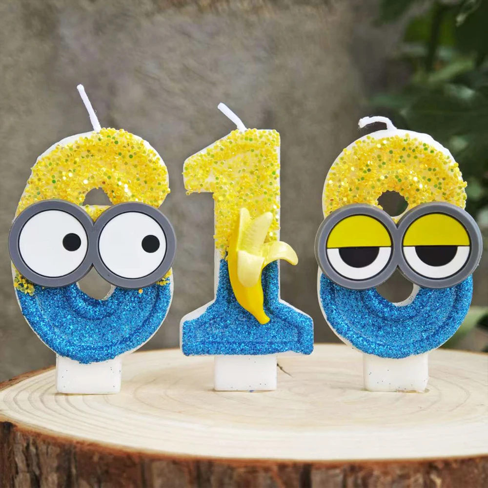 Cute Yellow Banana Man Candle Number 0-9 Kids Birthday Cake Decoration Supplies Cute Cartoon Anime Party Accessories Supplies