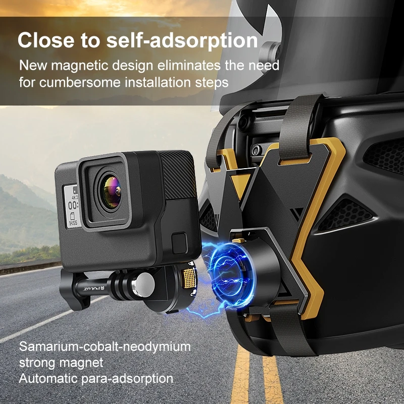 PULUZ Magnetyczny uchwyt na podbródek do kasku motocyklowego z szybkozłączką do akcesoriów do kamer sportowych Insta360 / Gopro / DJI — zdjęcie produktu 2