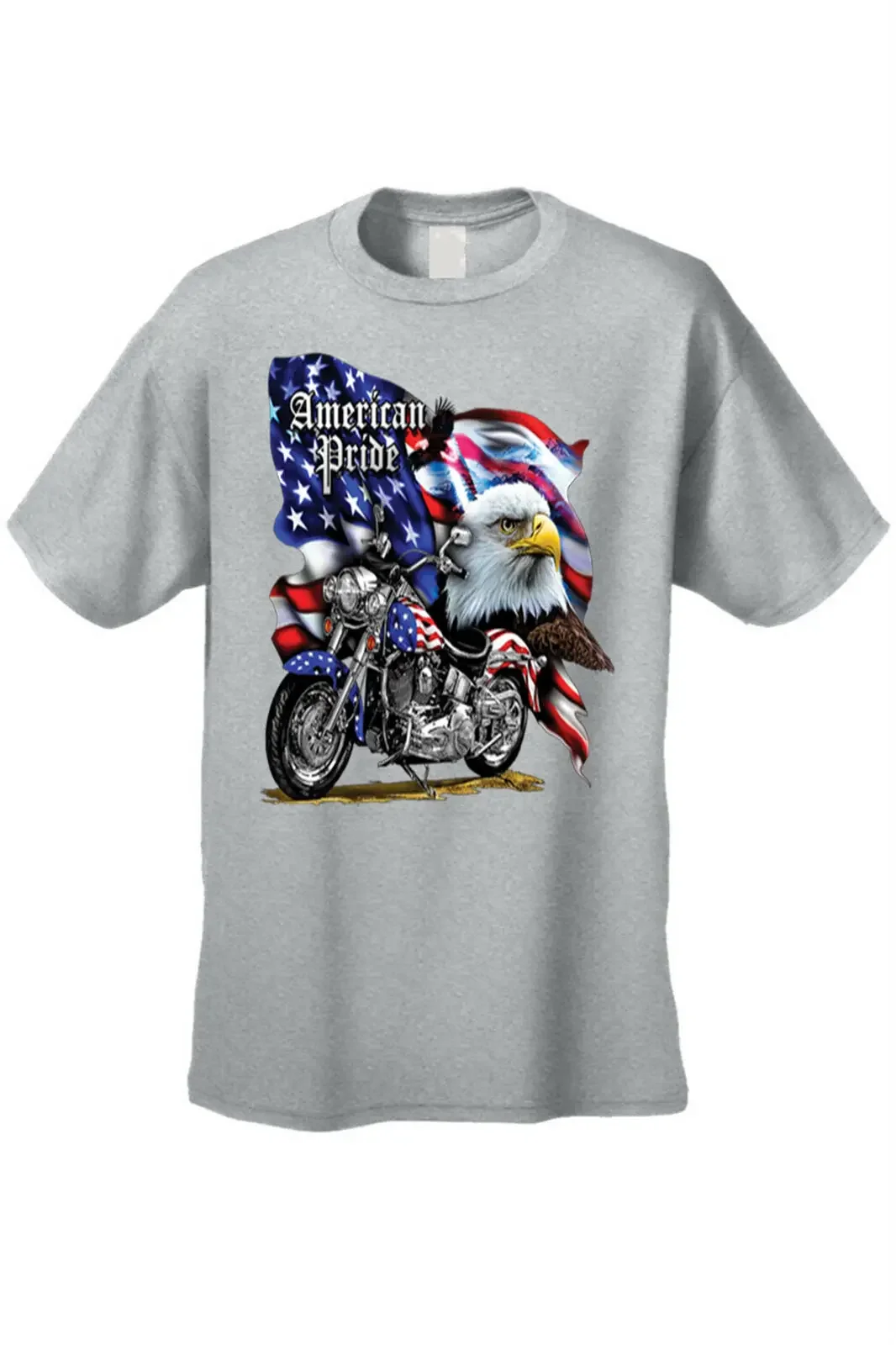 USA Flag Bald Eagle Chopper American Pride Motorcycle Rider T-Shirt 100% Cotton O-Neck Summer Short Sleeve Casual Mens T-shirt