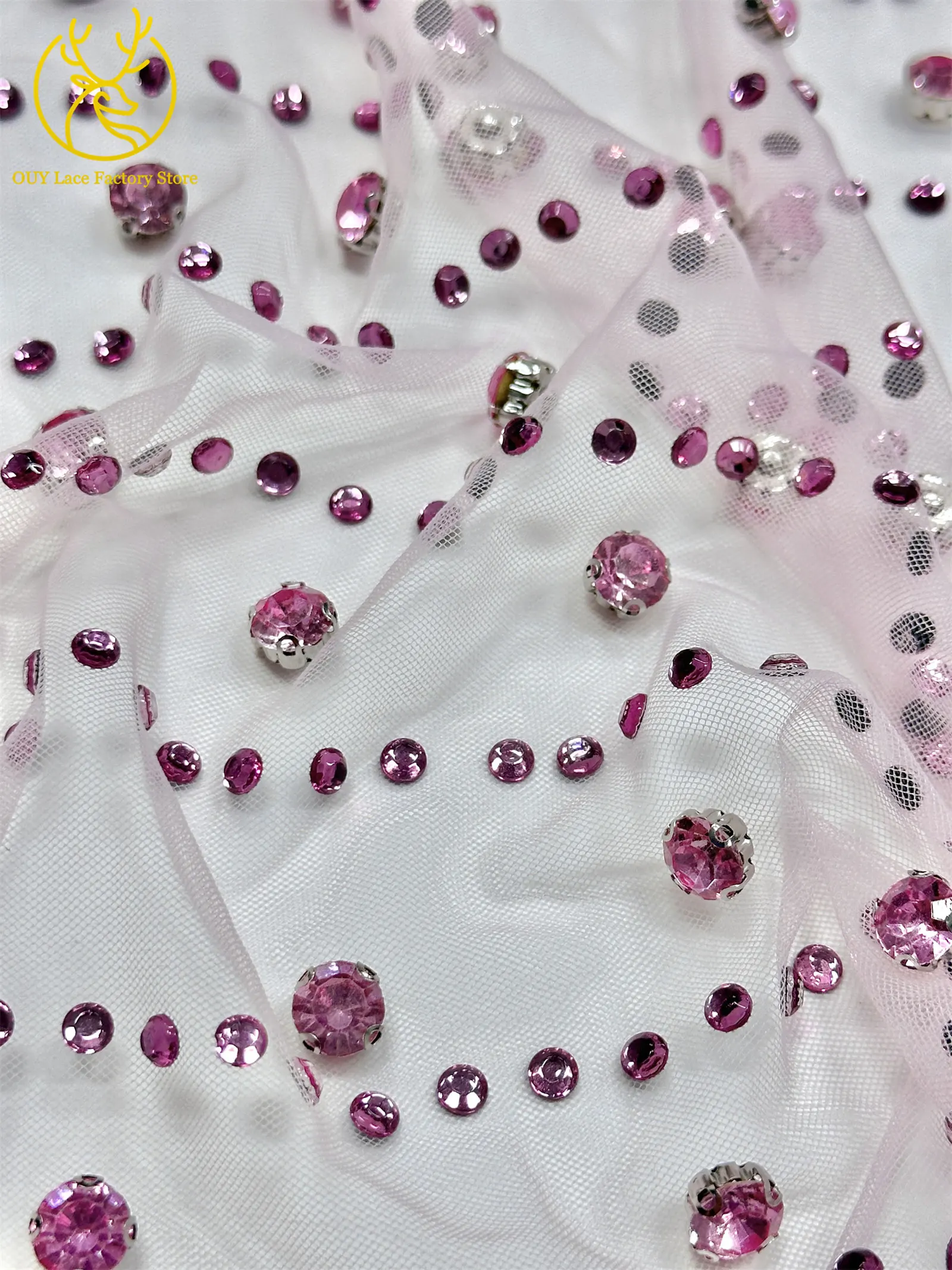 Grüner Neuer Stil Österreichischer Diamant-Tüll-Netzstoff 5 Yards Afrikanischer Spitzenstoff Bunter Strass-Netzstoff für Hochzeitskleider – Detail 20