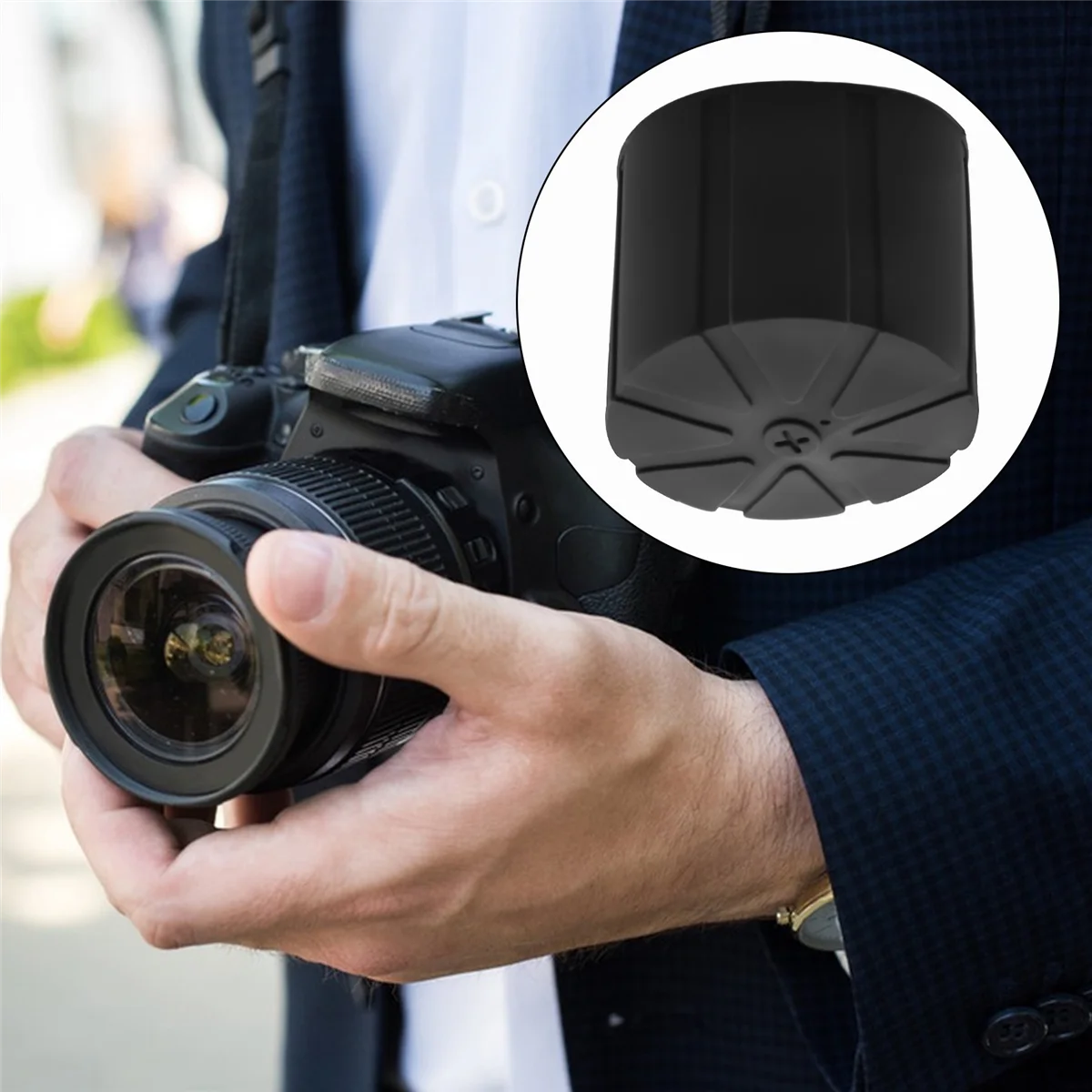 WHQT 3 piezas de tapa de lente universal de silicona impermeable para lentes de cámara DSLR de 65-90 mm