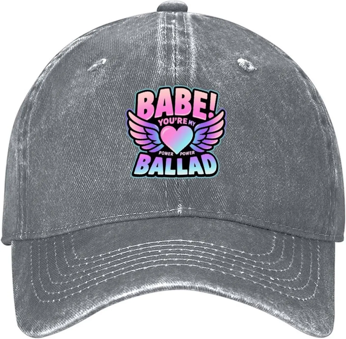Babe You're My Power Ballad Gorra de béisbol con gráfico de mezclilla lavada Gorra casual ajustable para adultos unisex