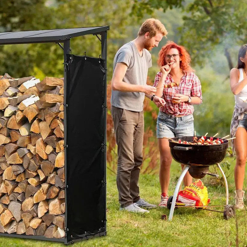 Firewood Rack Cover with Eyelets Wood Storage Dustproof Protection Cover Patio Garden Firewood Rack for Yard Patio Accessories