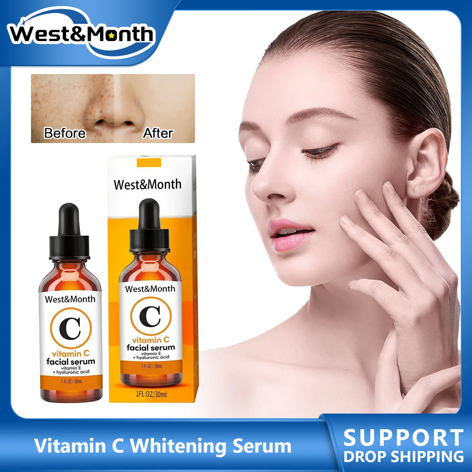 

Vitamin C Face Essence Repair Sunburn Dark Spot Remover Anti Aging Improve Dullness Whitening Moisturizing Hyaluronic Acid Serum