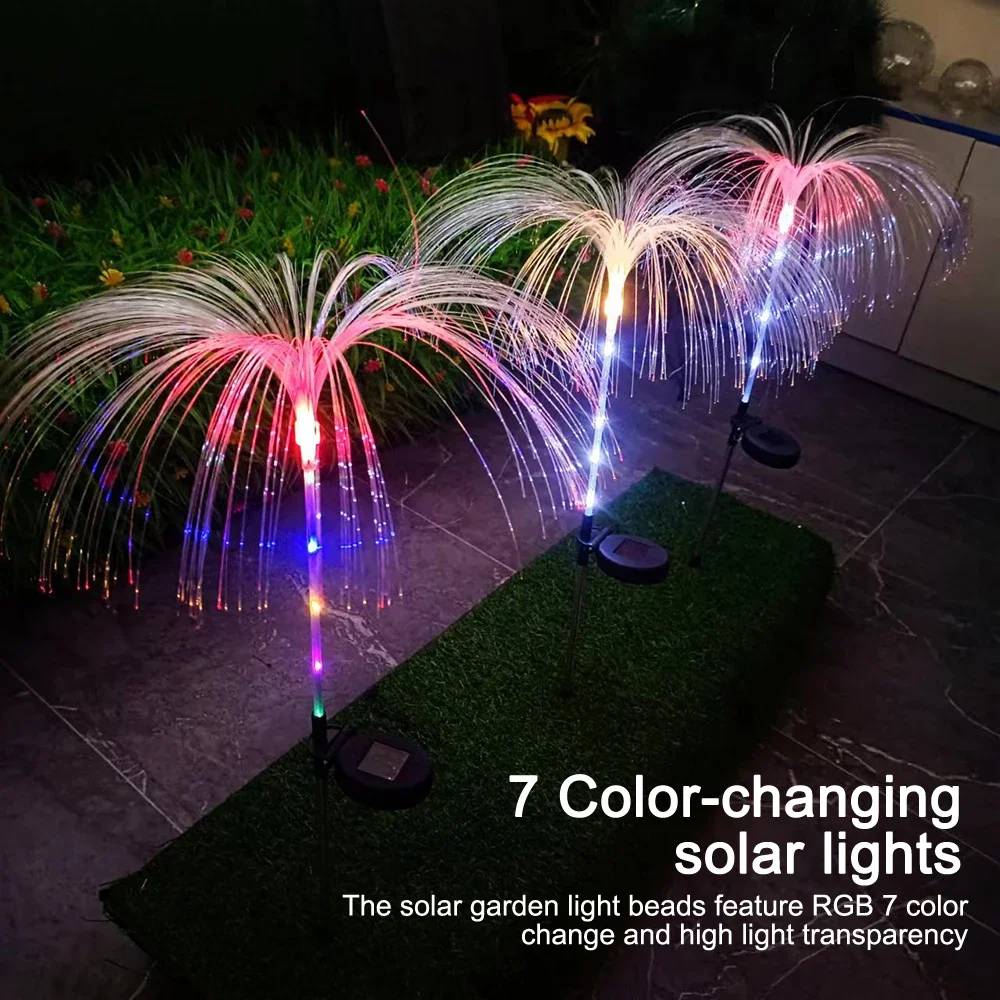 2PCS 2 Solar Jellyfish Lights Outdoor Patio Lights Dark Auto Light Garden Ambience Waterproof Night Light