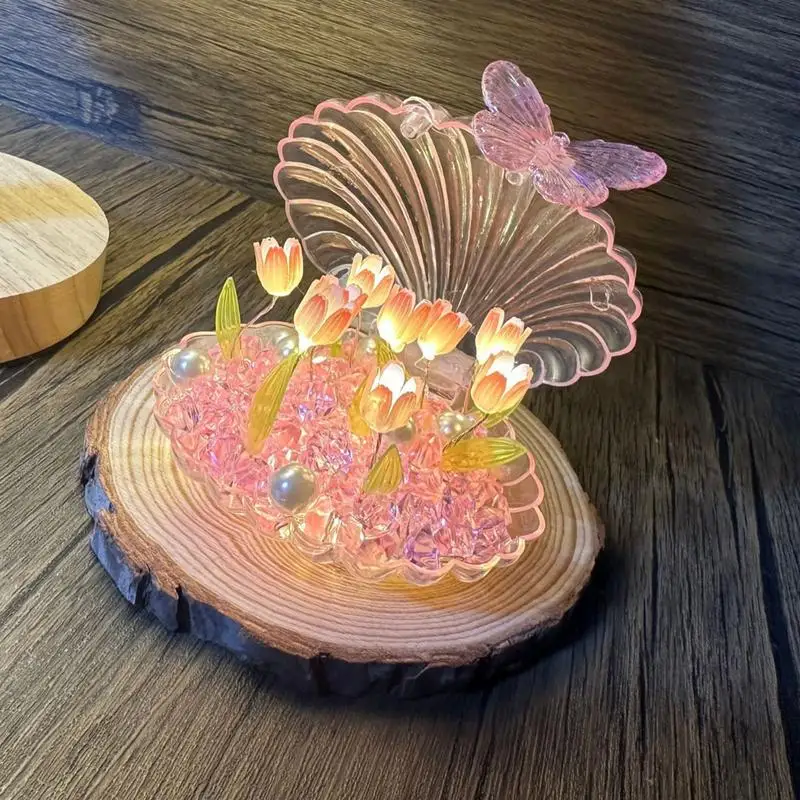 Flower Night Light Decorative Atmosphere Shell Light Cute Flower Lamp Shell Light Transparent Decorative Atmosphere Shell Light