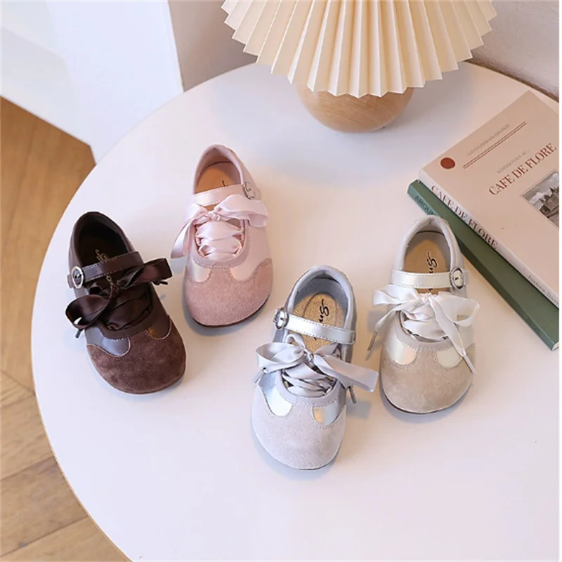 

2025 New Autumn Children Shoes For Girls Leather Butterfly-knot Single Party Princess Shoes Soft Sole Fashion Kids Sneakers
