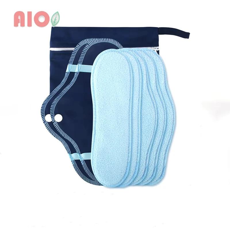 AIO 8 Pcs Reusable female Towels Pads for Monthly Menstrual Pads Sanitary Napkin Sanitary Postpartum Nursing Polar Fleece Pads