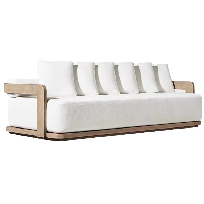 

Nordic teak sofa courtyard villa hotel balcony outdoor garden solid wood leisure rainproof and anti-corrosion combination