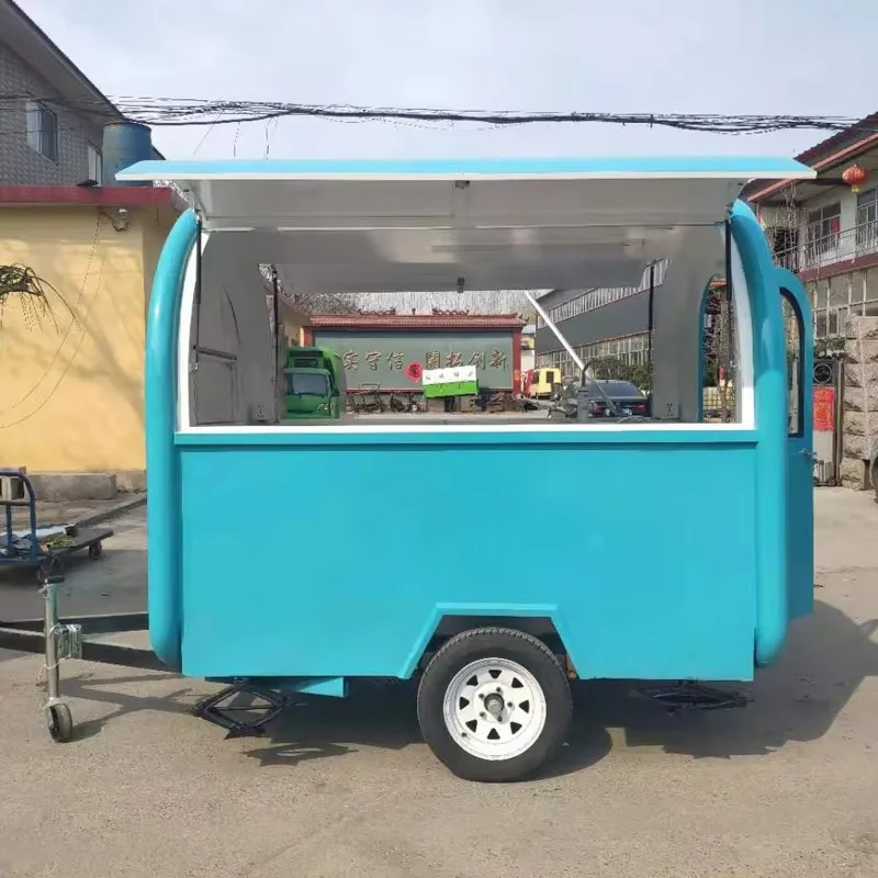 Ice Cream Mobile Street Food Cart Round Trailer Hot Dog Barista Coffee Festive Catering view 3