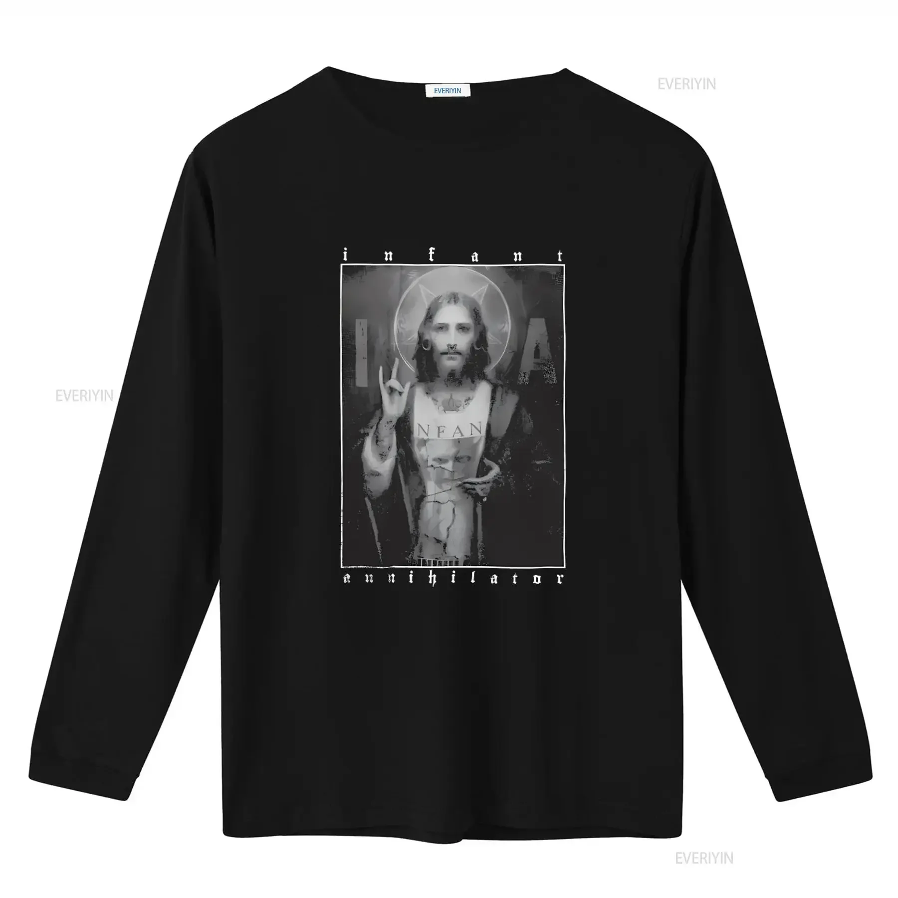 Men's Infant Annihilator Jesus T Shirt XXX Large Black Unique Religious Design vintage Washed streetwear graphic Stylish