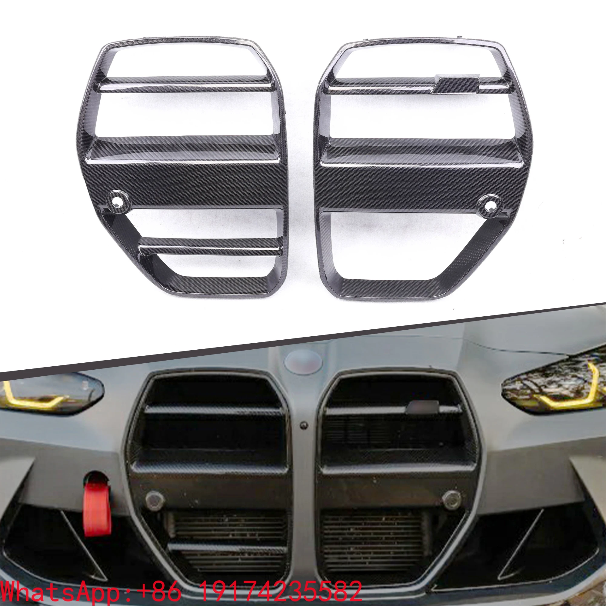 

ST Type With ACC Dry Carbon Fiber Front Bumper Grille Trims For G80 G82 G83 M3 M4 2021+