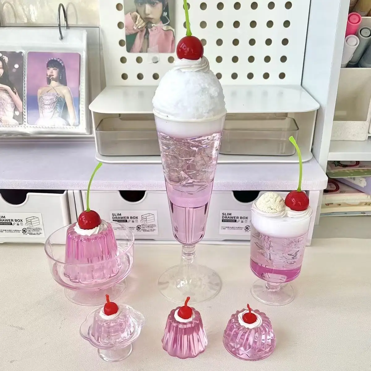 Purple Showa Style Tea Ornaments Ancient Cherry Blossom Soda Jelly Key Chain Glue Finished Product 2D Photo Props Eat Valley