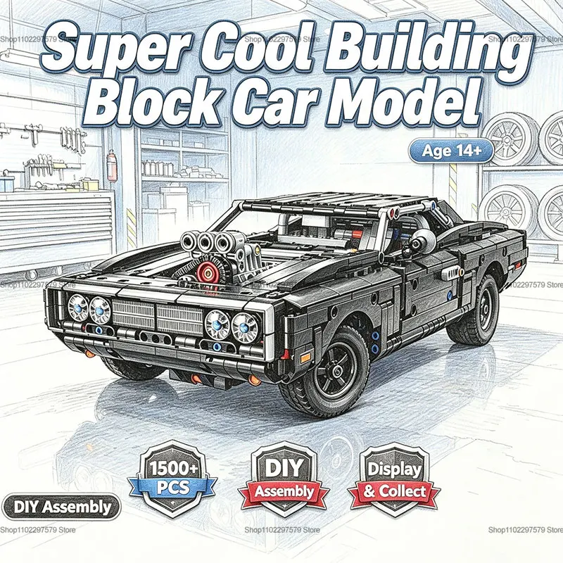 New 1500+PCS Technology Racing Car Building Blocks Set DIY Creative Assemble Bricks Toys for Kids Boys Adults Gift for Christmas