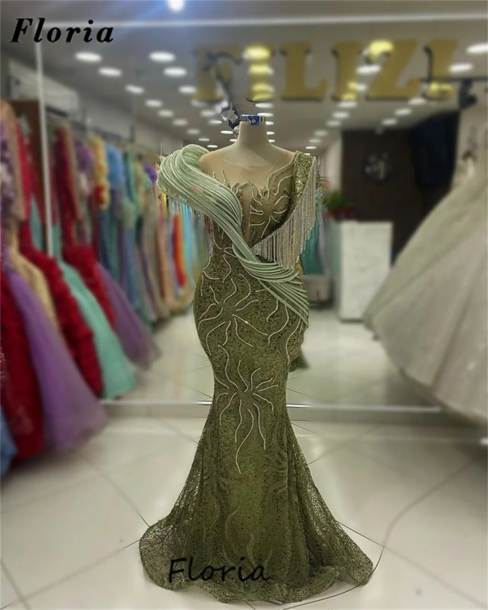 Vestidos de noite babados de alta costura para mulheres, cristais árabes Dubai frisados, vestido de festa do Oriente Médio