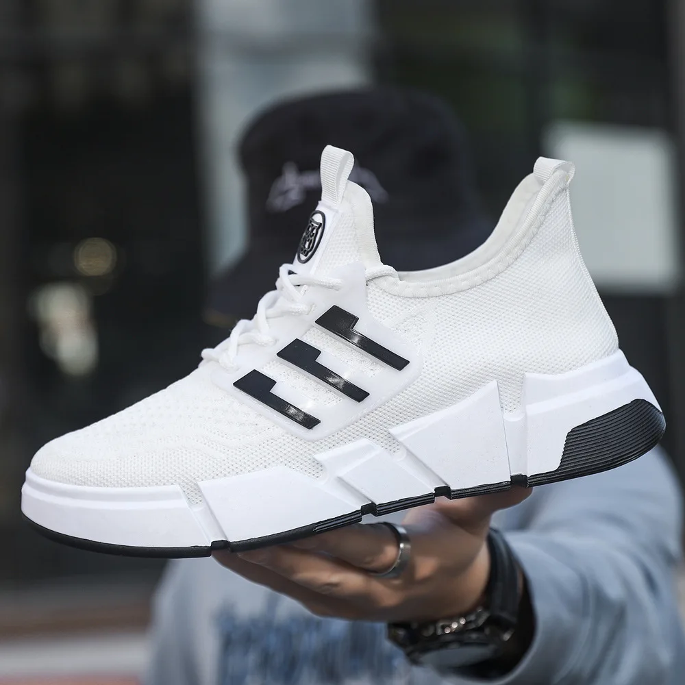 2023 Spring New Large Size Fly Woven Mesh Breathable Casual Men's Shoes Lightweight Platform Running Sports Men's Shoes