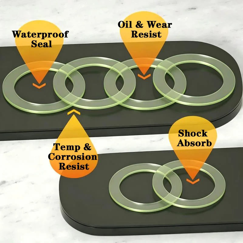 20pcs PU Flat Sealing Gasket Thick 1/2/3/4/5/6mm Polyurethane Flat Washer Spacer Sealing O Ring Flange Gaskets Green Translucent