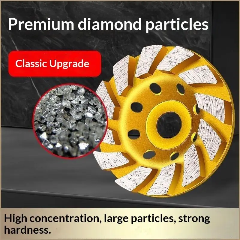 4 Inch Concrete Turbo Diamond Grinding Cup Wheel 12 Segments for Road Repair Masonry Stone Grinding Polishing