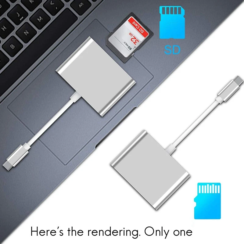 USB C SD Card Reader, SD / Mini SD OTG USB To Type C Card Reader Adapter Memory Card Reader