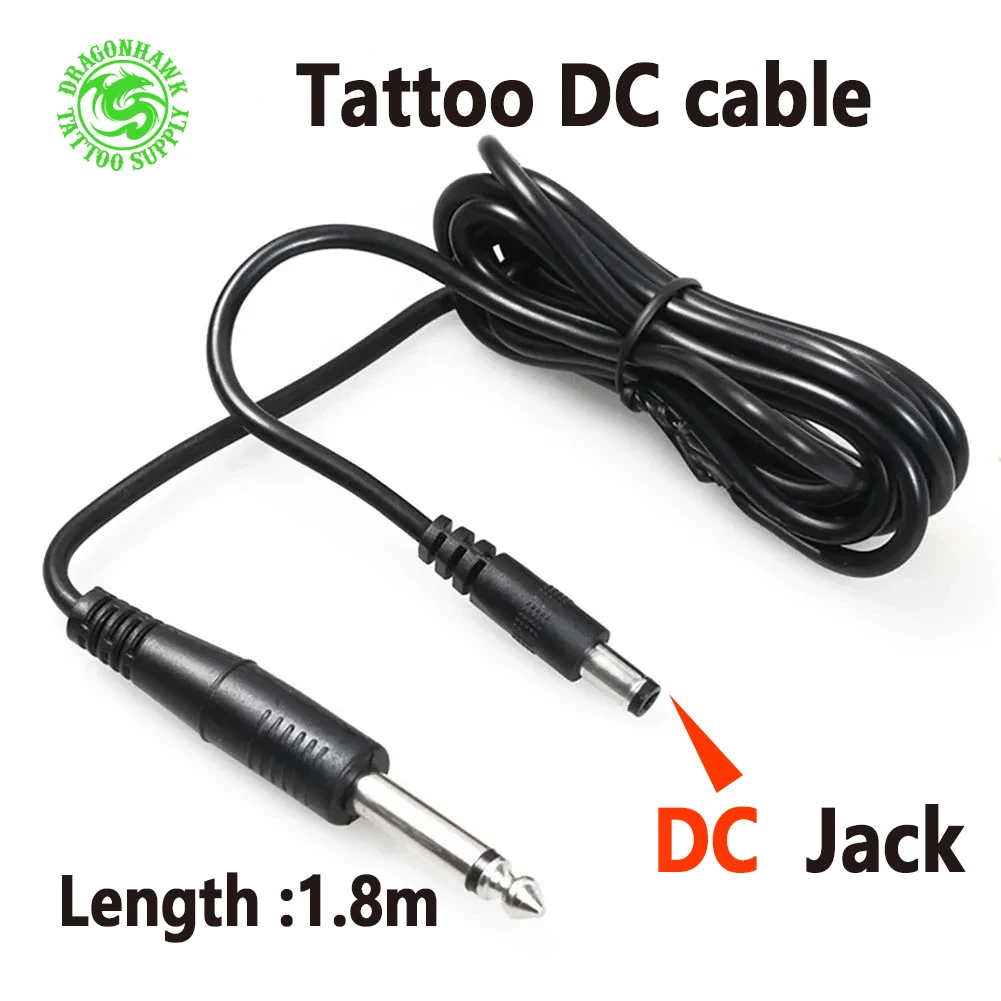 DRAGONHAWK Tattoo Power Supply Cable RCA/DC Jack Connector Wire for Rotary Coil Tattoo Machine Gun 1.8M Durable Tattoo Supplies