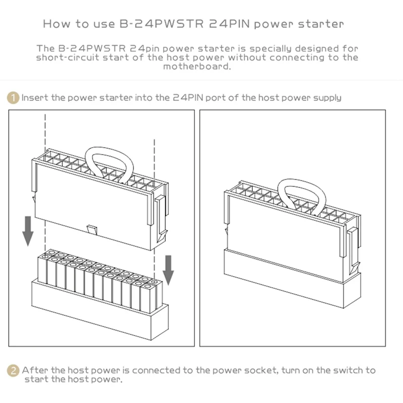 

Bykski 24 pin Power starter Power on without connecting to the motherboard Host Power Supply Socket PC Accessories, B-24PWSTR
