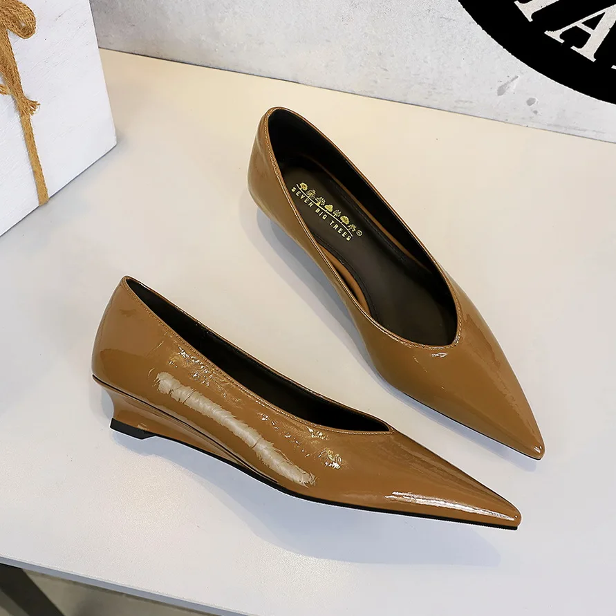 

BIGTREE, весенние модные туфли-лодочки с острым носком, женская элегантная женская обувь на танкетке, Zapatillas De Mujer