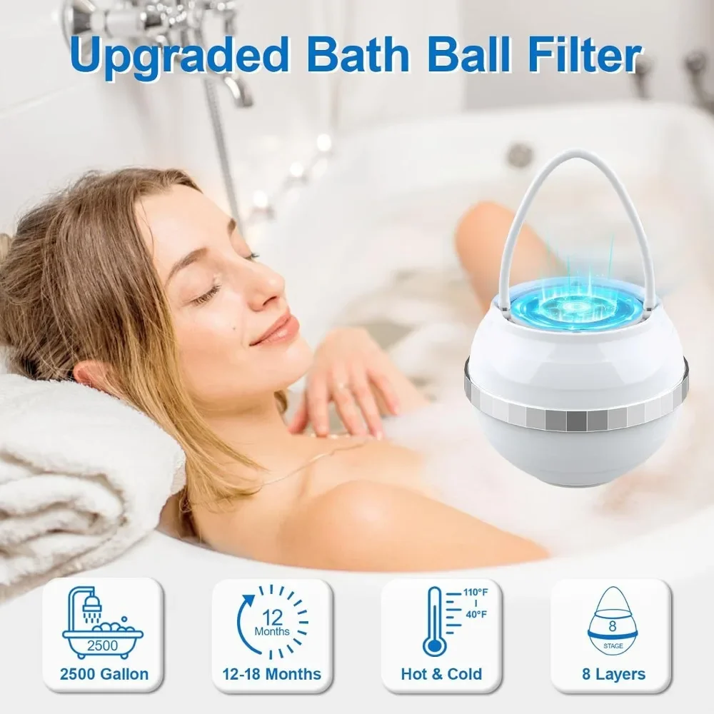 1Pc Bath Ball Filter-8-Level Bath Filter-Can Remove Hundreds Of Contaminants-Bpa-Free-Purifies Bath Water-Makes Skin Healthier