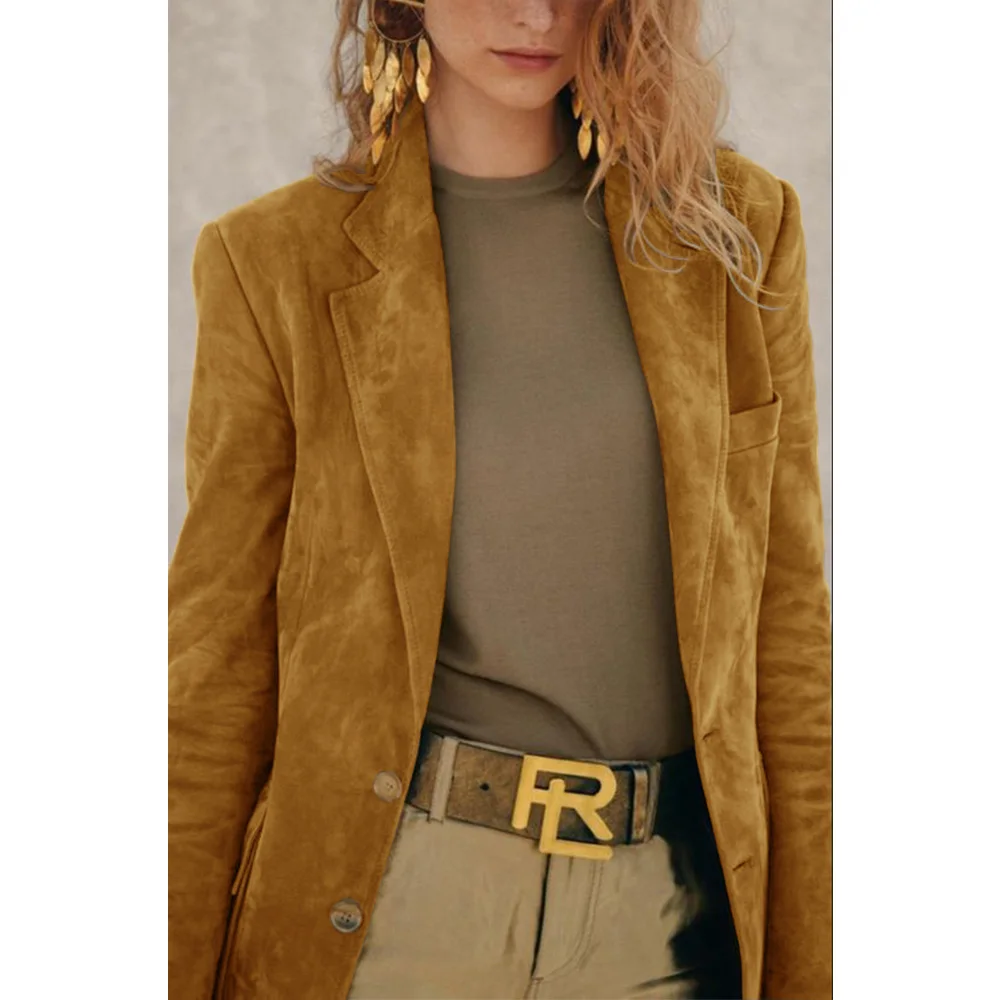 Veste Slim en Faux Daim pour Femme, Blazer Confortable, Mode Décontractée, Vêtements Tendance, Nouveau, 2024