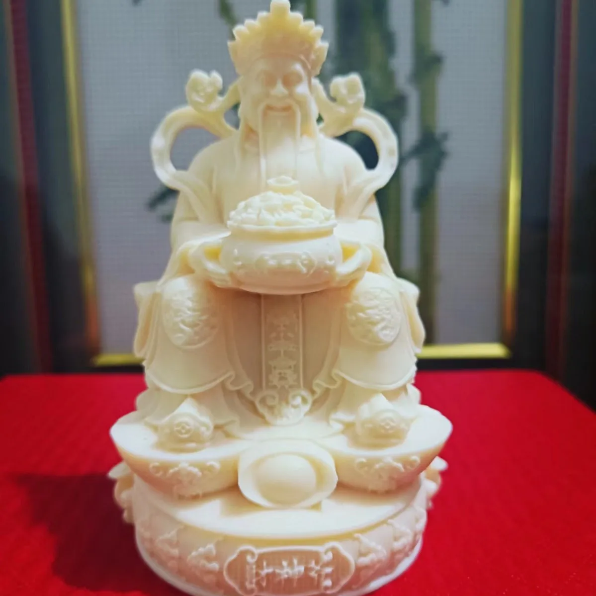 Ivory Nut God of Wealth Statue Home Desktop Worship Figurine Office Wealth Decor Craft Ornament Fortune Attracting Table Display
