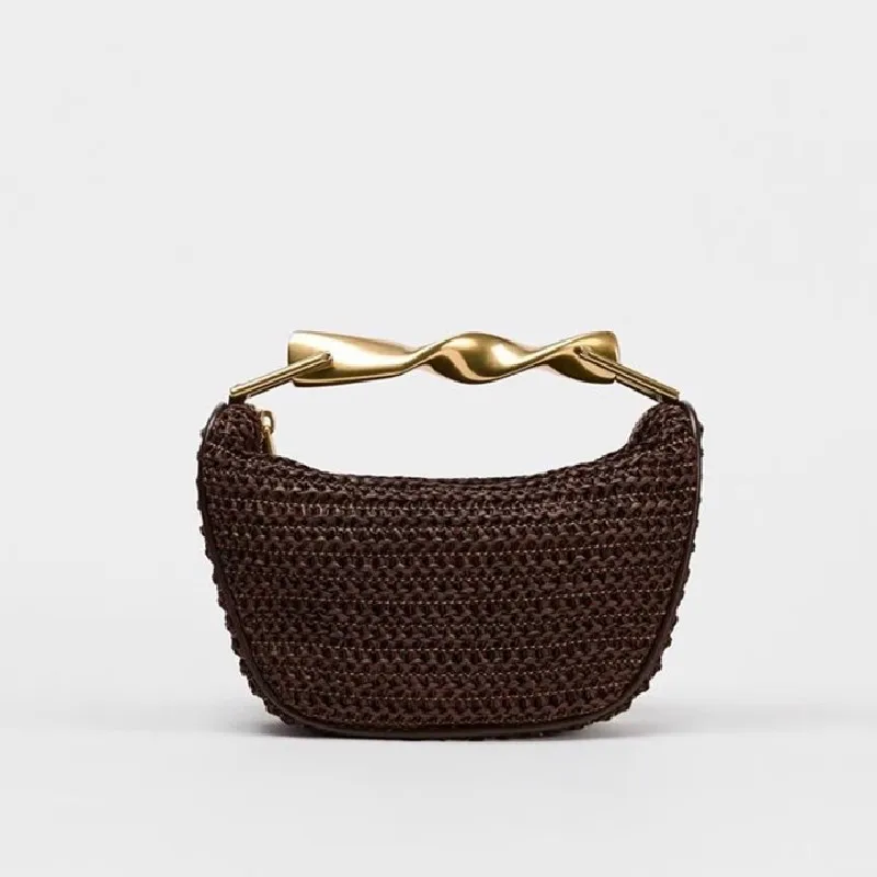 

Summer Rattan Half-Moon Beach Straw Shoulder Bags Women's Straw Bucket Bag Purse Woven Straw Handbags Casual Tote Crossbody Bag