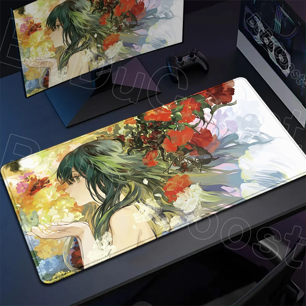 Laptop Washable Desktop Gaming Keyboard Mat PC Rubber Accessories Locking Edge 900x400mm Black S-Saya no Uta Mousepad XXL Carpet