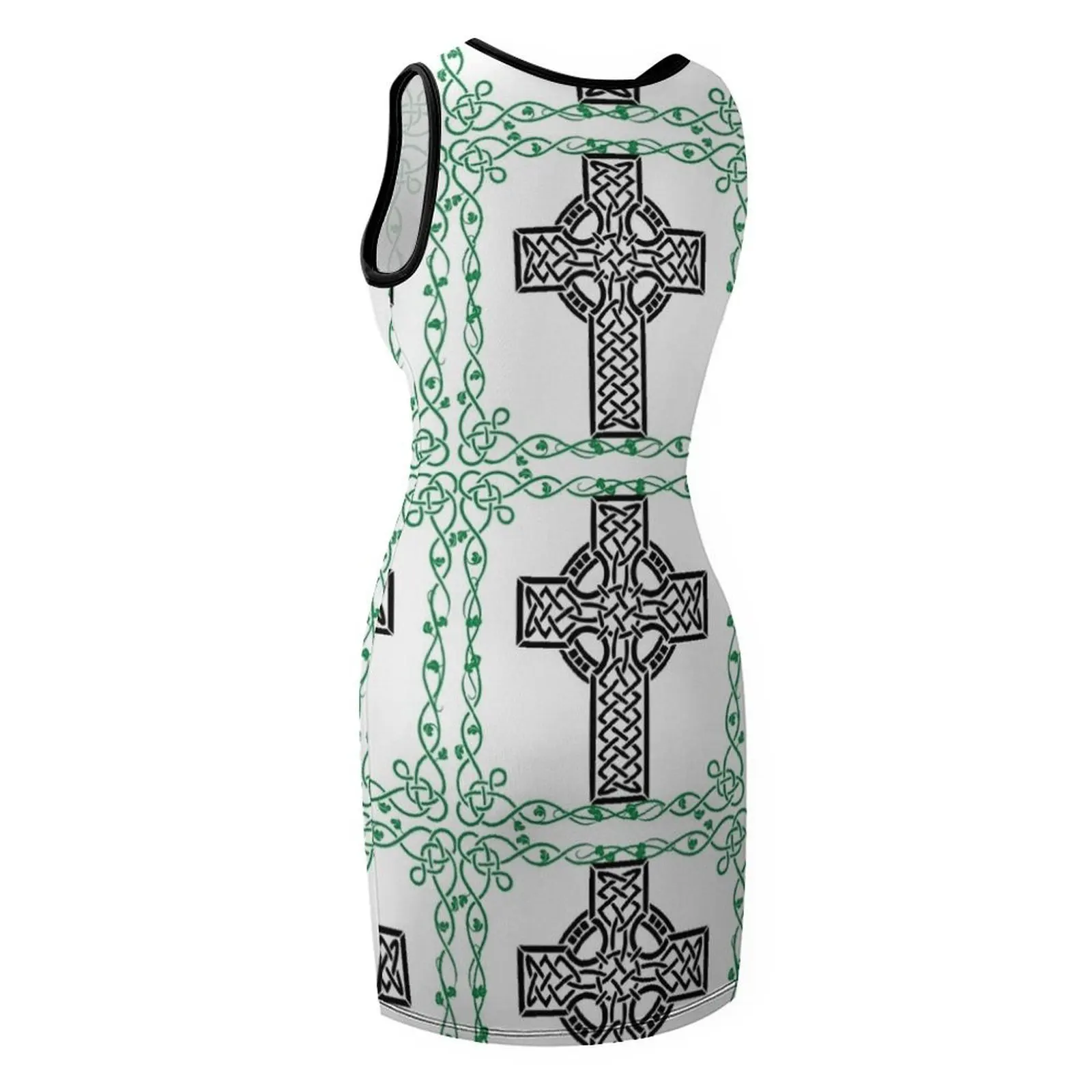 Sukienka bez rękawów z motywem krzyża celtyckiego, odzież damska w stylu vintage, odzież estetyczna, sukienki do tańca